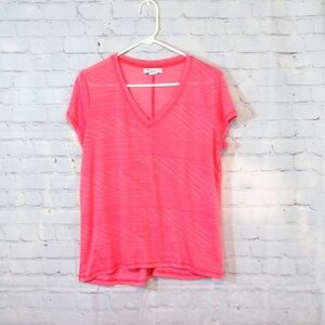 Womans Gloria Vanderbilt Pink  V Neck Sheer Beach Crop Top  L